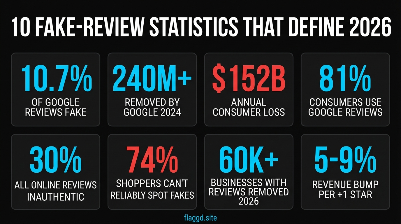 10 headline fake review statistics that define 2026