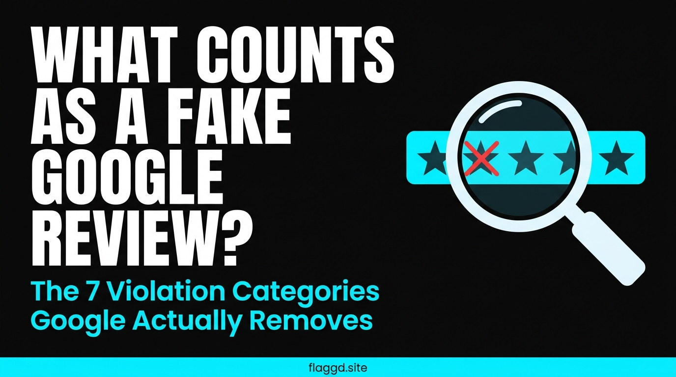 What counts as a fake Google review — 7 violation categories infographic