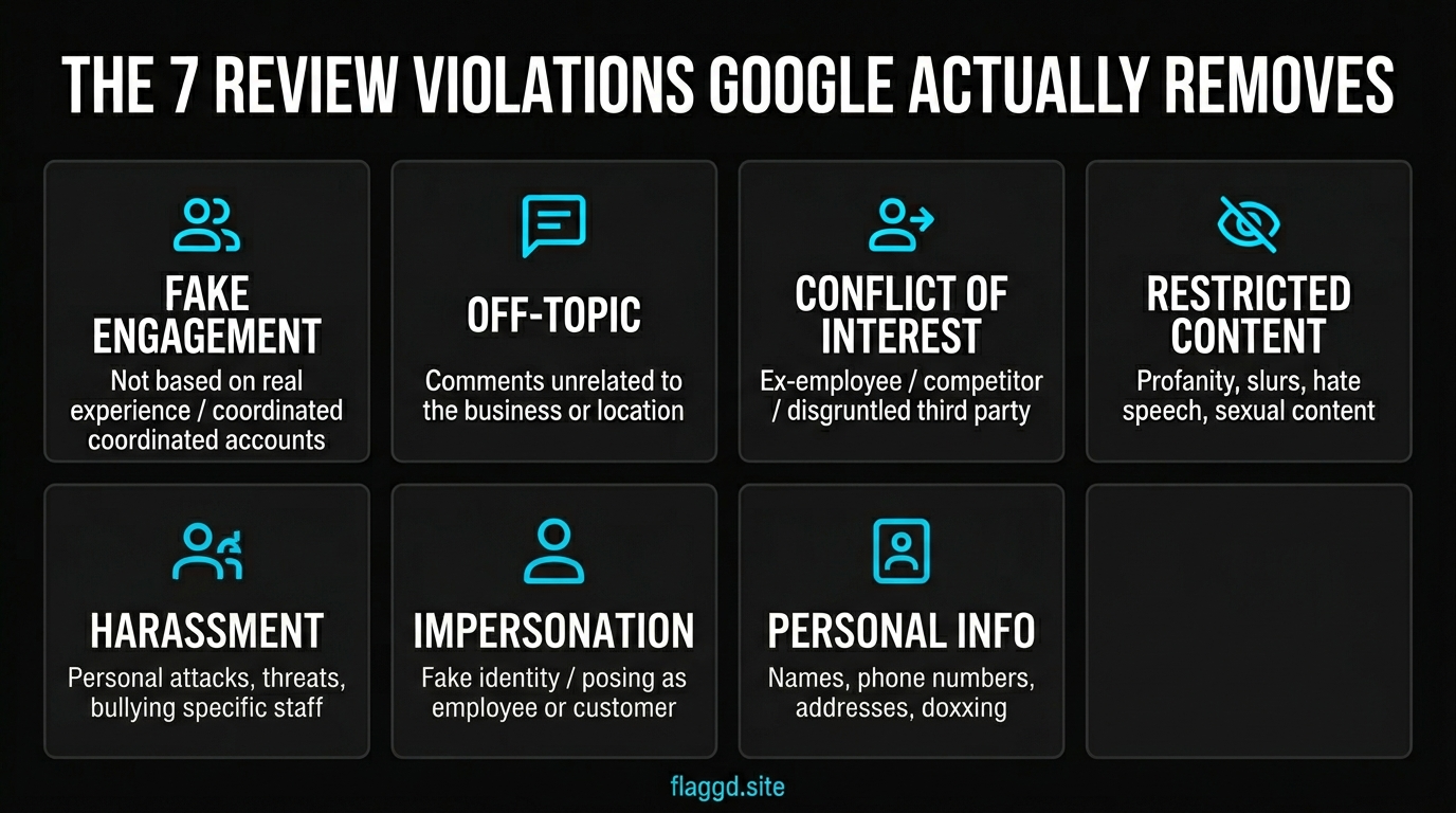 The 7 Google review violation types Google actually removes